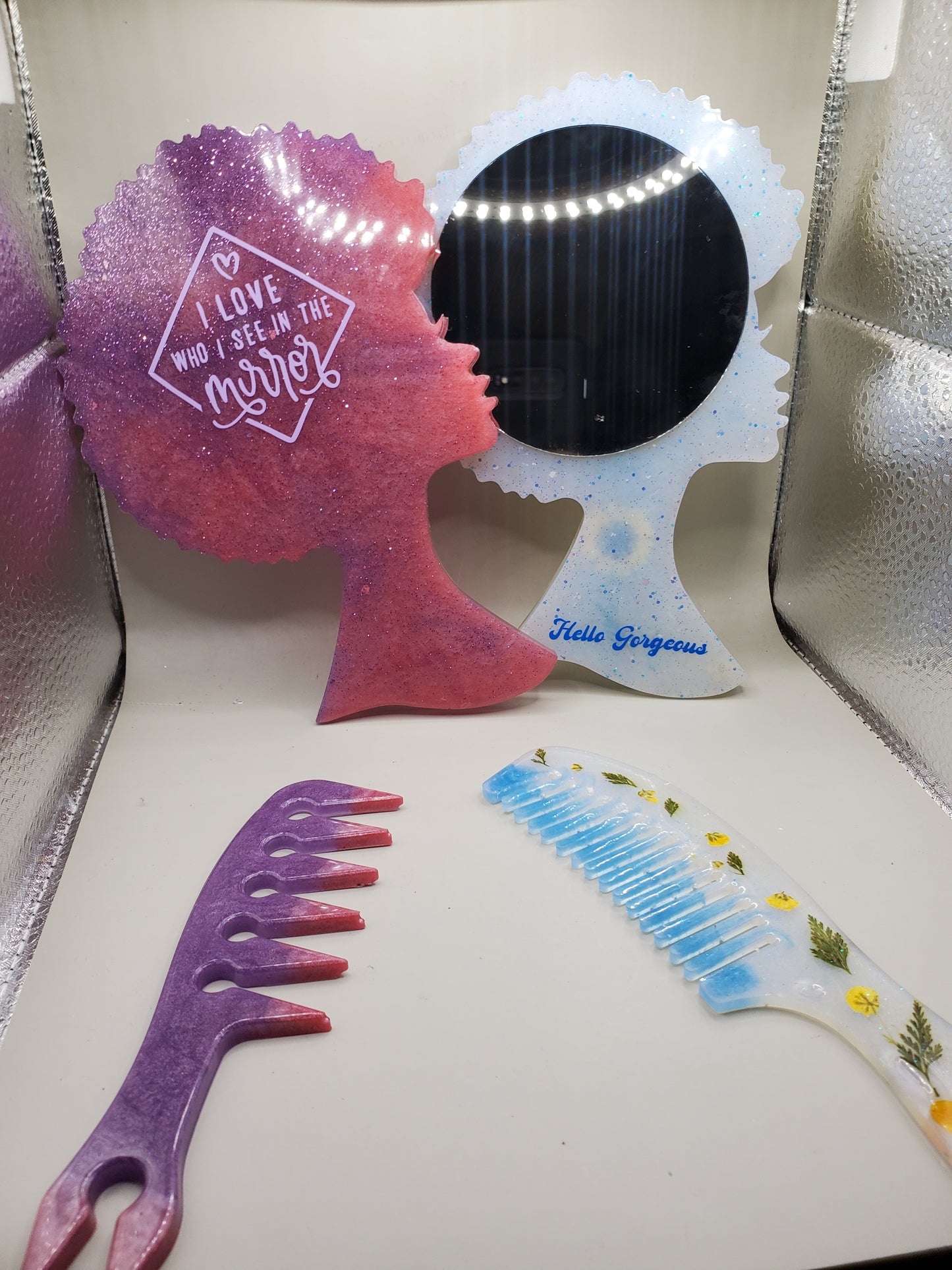 Handheld Mirror and Comb sets
