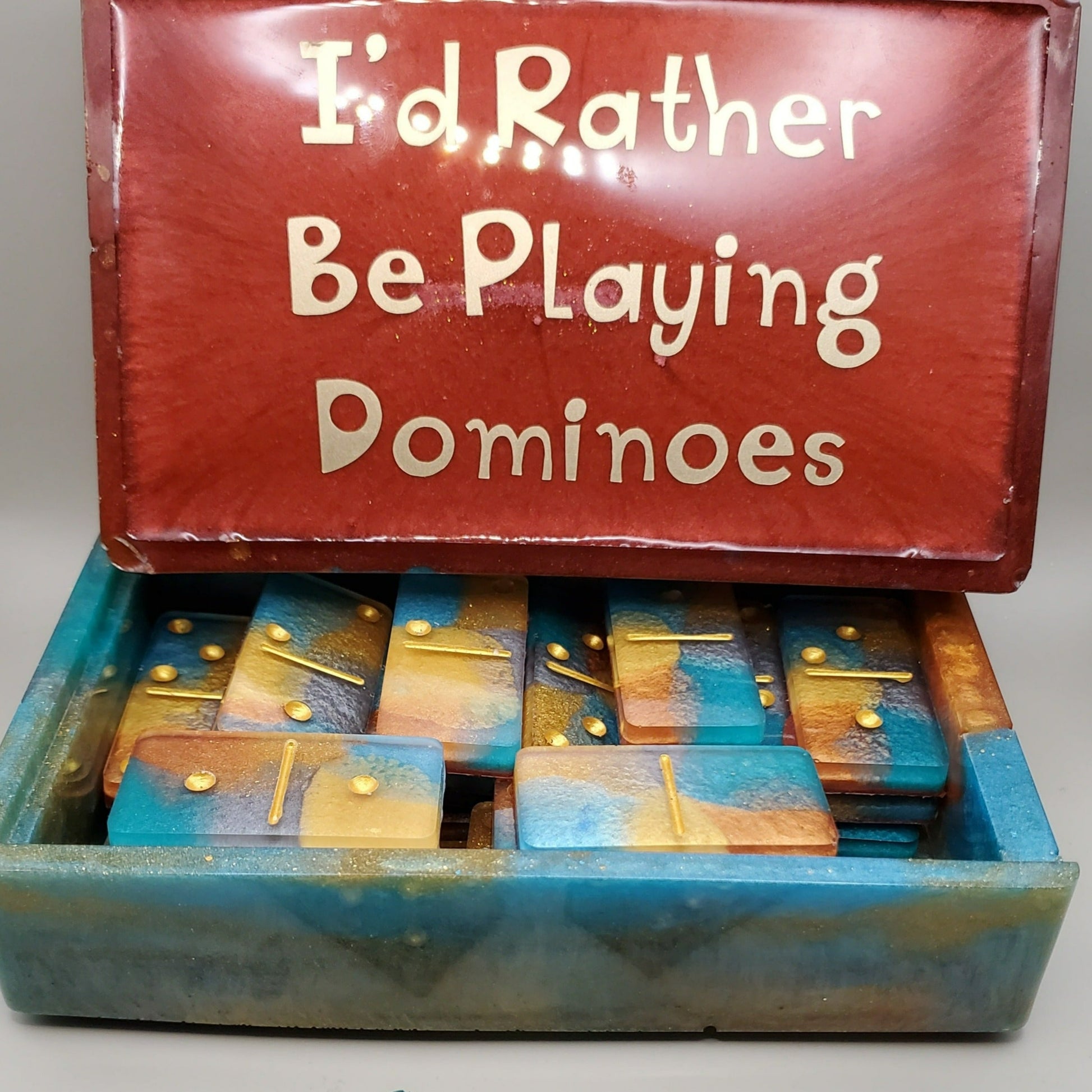 Custom designed dominoes. Dazzle your guests with these custom pieces and yell DOMINOES!!!